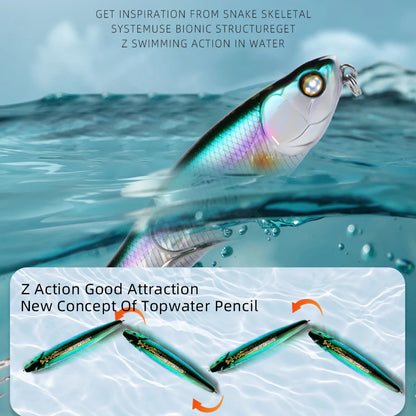 BEARKING BLACK POWDER Pencil Topwater Lure 87mm (3.43 inches) and 9.1g (0.32 ounces).: Professional Quality Walk-the-Dog Action