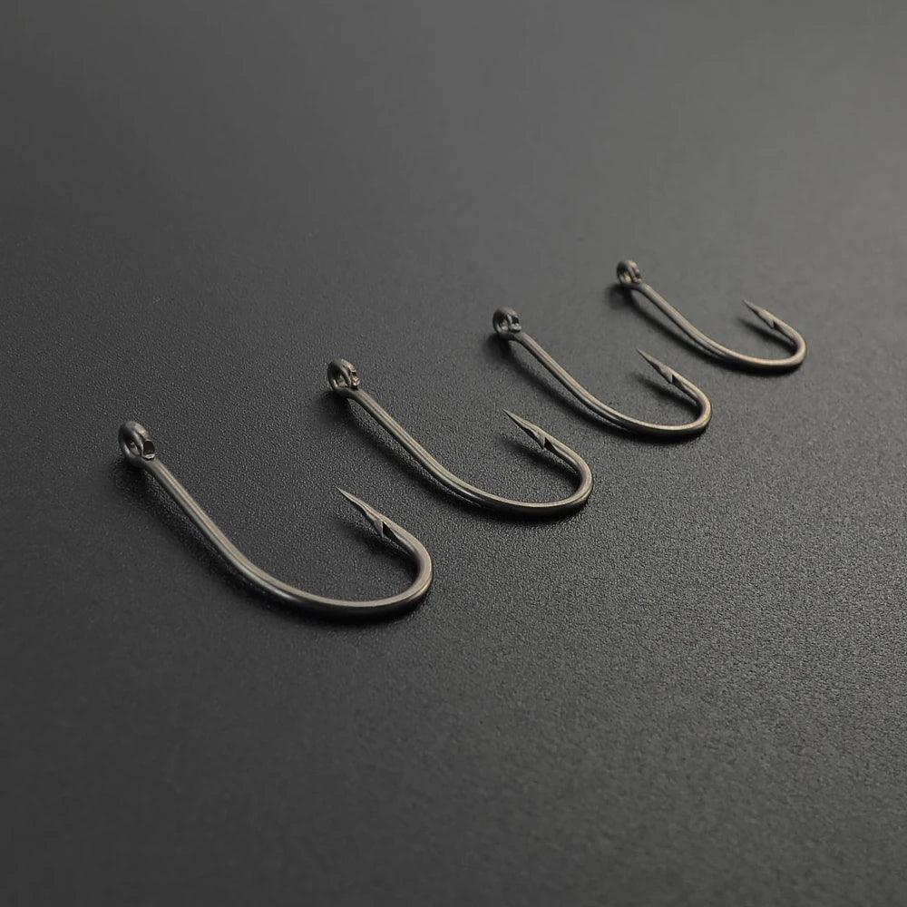 Hirisi 50 Pcs Carp Fishing Coating High Carbon Stainless Steel Barbed Hooks