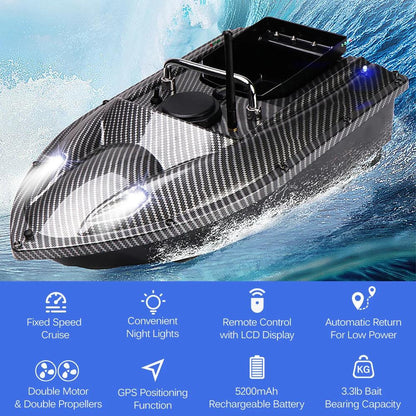 GPS Fixed Speed Cruise Remote Control Fishing Finder Boat  with Single Bait Containers Automatic Bait Boat with Remote Control - Nex Fisher Hub