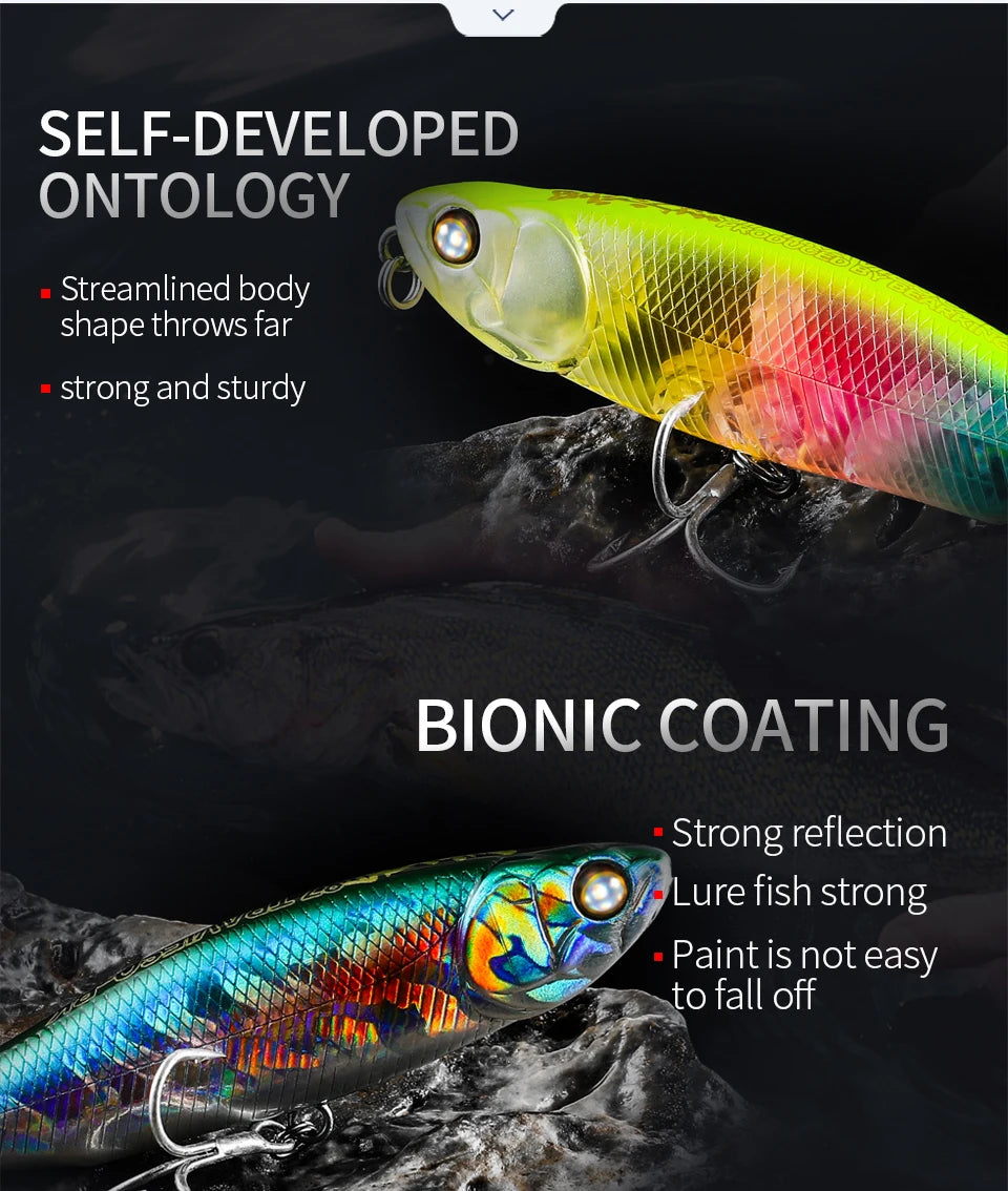 BEARKING BLACK POWDER Pencil Topwater Lure 87mm (3.43 inches) and 9.1g (0.32 ounces).: Professional Quality Walk-the-Dog Action