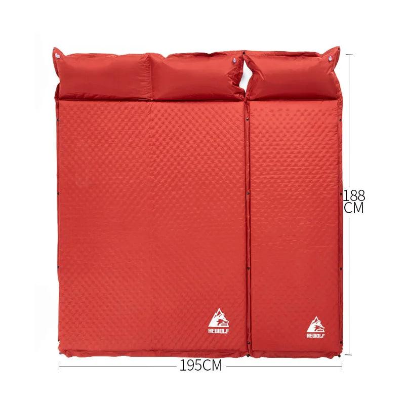 HEWOLF 2+1 spliced outdoor thick 5cm automatic inflatable cushion pad outdoor tent camping mats bed mattress 2 colors - Nex Fisher Hub