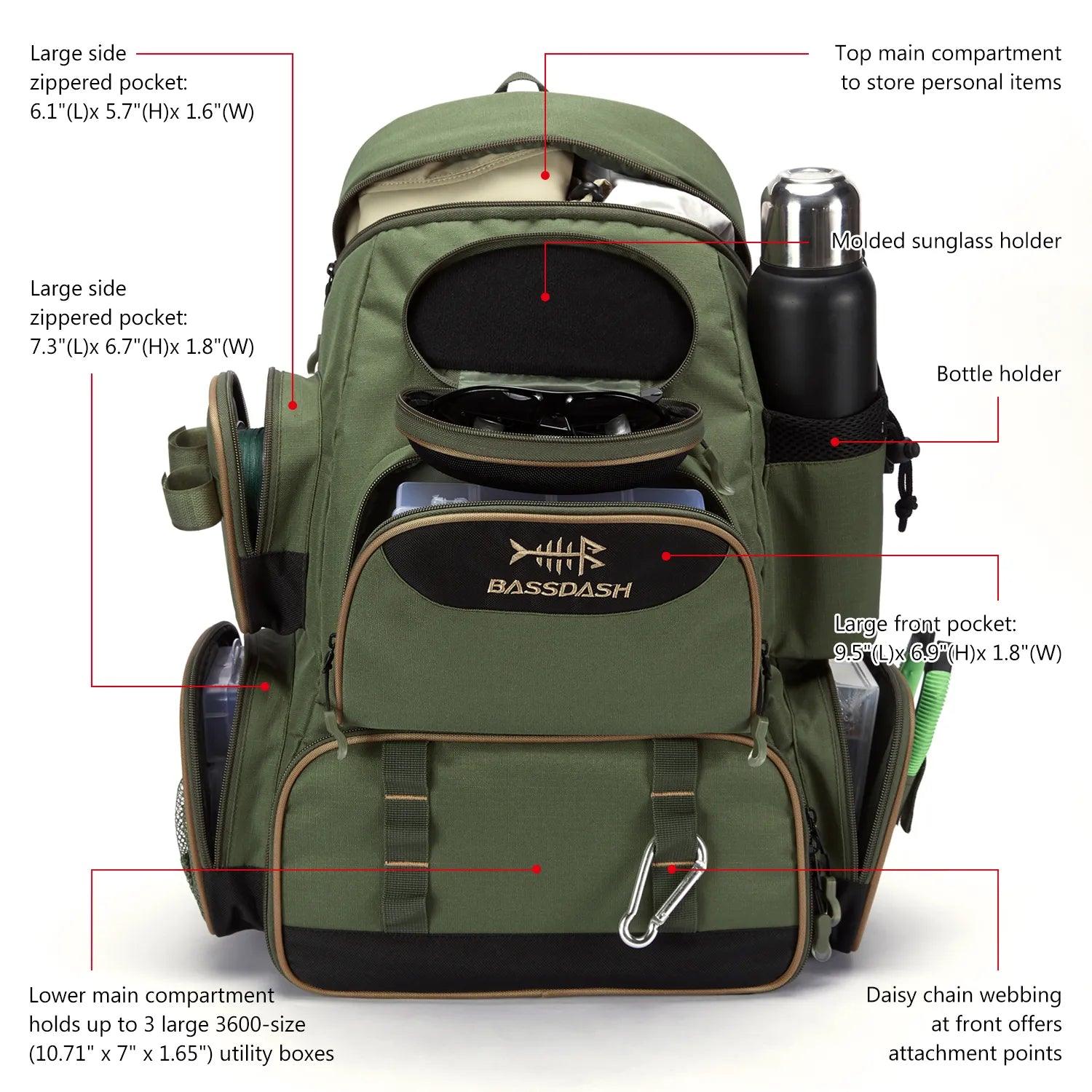 BassDash BD-01 Tactical Tackle BackpackNex Fisher Hub