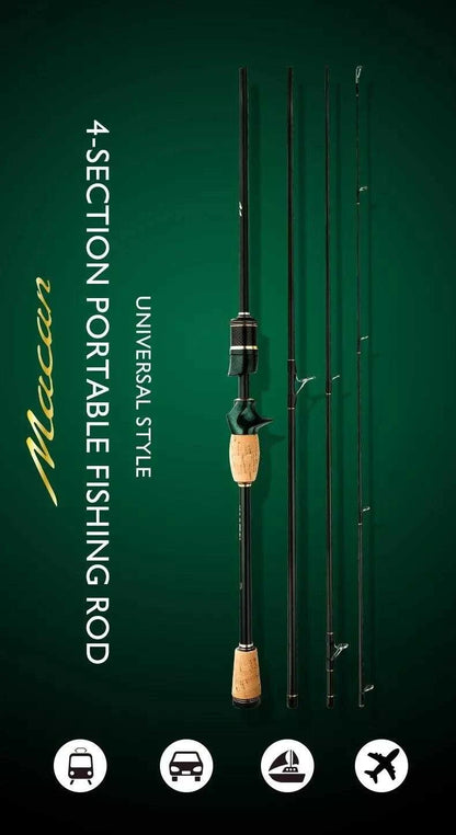 4-section portable casting fishing rod for bait casting.