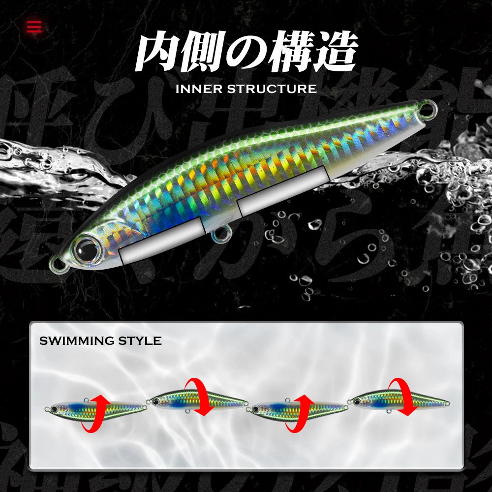 Hunthouse Sinking Lipless Pencil Fishing Lure 70mm/13.5g 95mm/24g Honey Trap