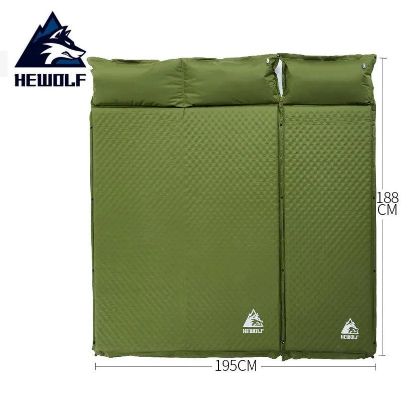 HEWOLF 2+1 spliced outdoor thick 5cm automatic inflatable cushion pad outdoor tent camping mats bed mattress 2 colors - Nex Fisher Hub