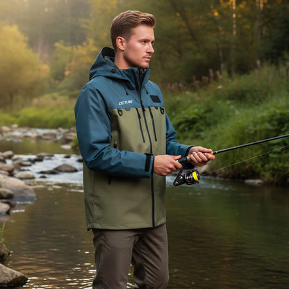 Goture Waterproof Fishing Jacket Multi-pocket Fly Fishing Clothes with Hat 4-Layer Wader Fishing Clothing Apparel