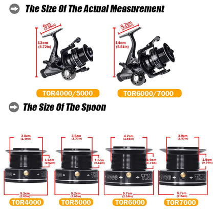 SAMOLLA Max Double Drag Carp Reel: Heavy-Duty Spinning Reel Max Drag 27kg - 12+1BB