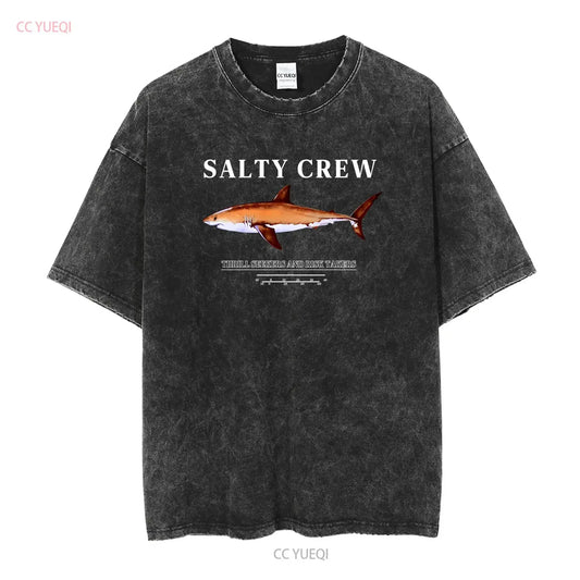 Salty Crew Vintage Graphic Fishing T-shirt: Washed Aquamarine Edition
