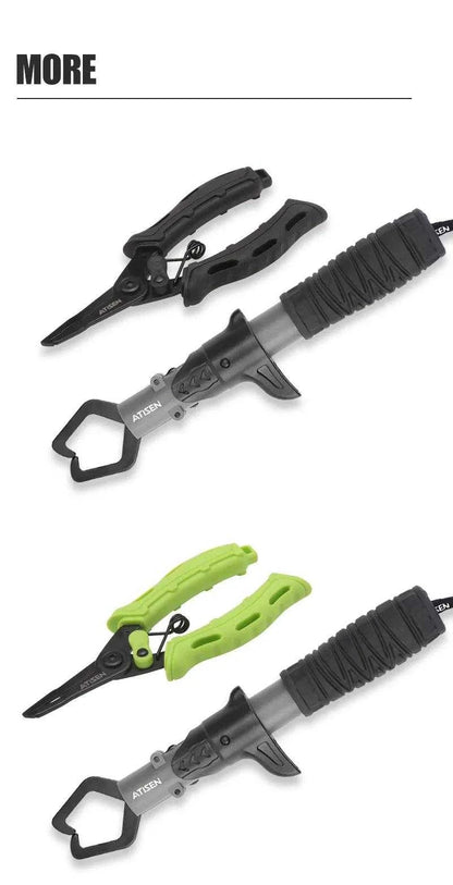 ATISEN Fishing Pliers & Fish Grip set, stainless steel, 2-piece combo with durable TPR handles.