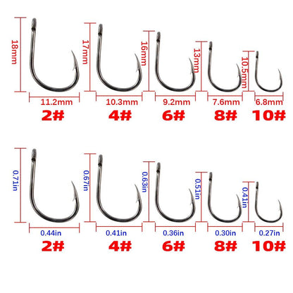 15pcs Coating High Carbon Stainless Steel Barbed Hook