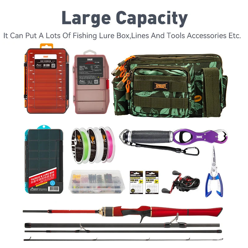 KINGDOM Multifunctional Fishing Tackle Bag Waist : 3-Layer Utility Storage - Nex Fisher Hub