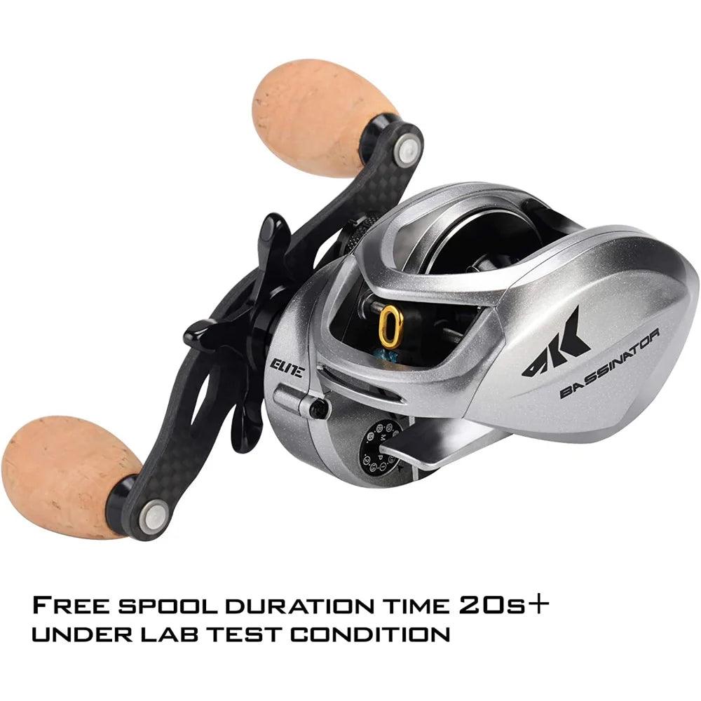 KastKing Bassinator Elite Baitcasting Reels, Palm Perfect Baitcaster Fishing Reel, Aluminum Frame, 10+1 Double Shielded SS BB. - Nex Fisher Hub