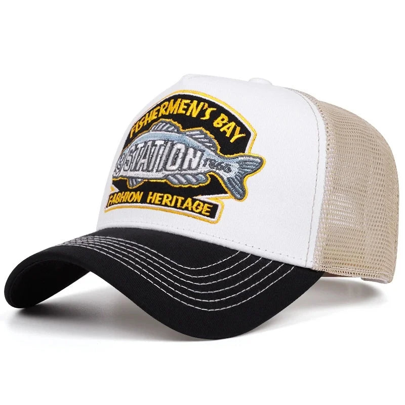 Unisex Summer Fishing Cap Breathable Mesh Trucker Hat Men Women Big Fish Fisherman Sports Snapback Hat Outdoor Cap