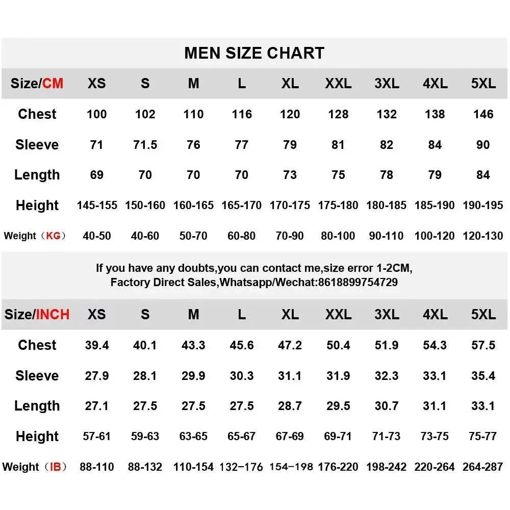 Men's fishing shirt size chart in centimeters and inches for SPELISPOS long-sleeve.