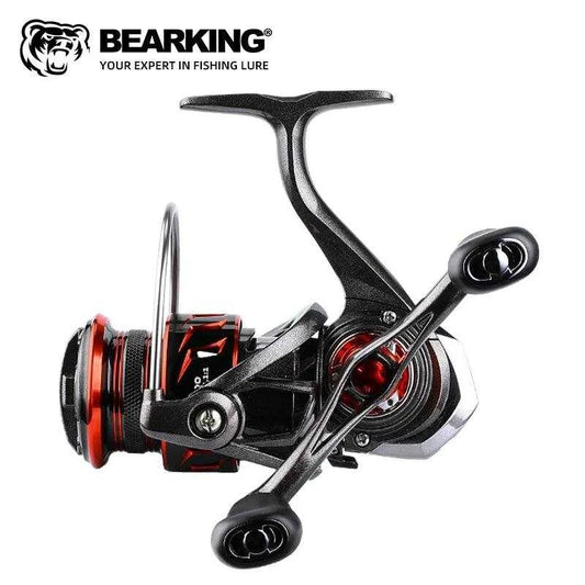 BEARKING Hephaestus Gapless Spinning Reel in black and red with logo.