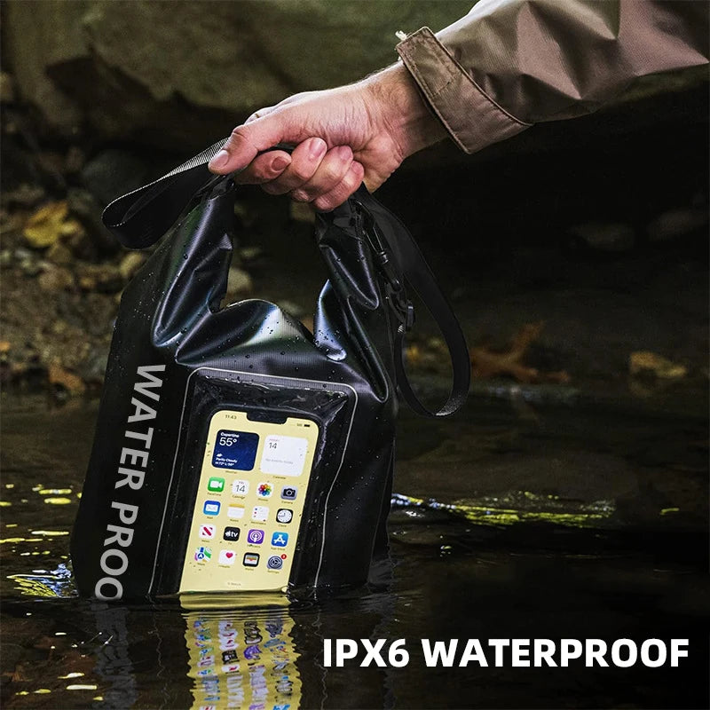 Waterproof Dry Bag With Transparent Phone Pocket - 5L Capacity for Swimming & Kayaking