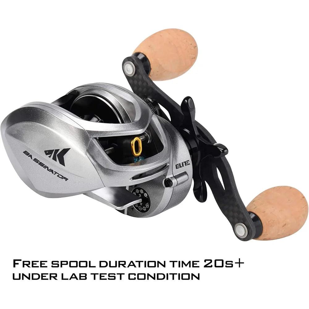 KastKing Bassinator Elite Baitcasting Reels, Palm Perfect Baitcaster Fishing Reel, Aluminum Frame, 10+1 Double Shielded SS BB. - Nex Fisher Hub