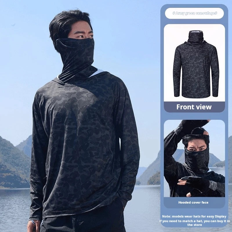 Unisex Ice Silk Lightweight Sun Protection Hoodie: Quick-Dry Cooling Jersey