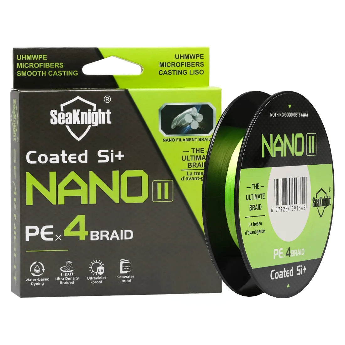 SeaKnight Brand NANO II Series Fishing Lines 300M 100M 4 Weaves Braided Multifilament Seawater-proof UV-proof Si+ Coating 7-15lb - Nex Fisher Hub