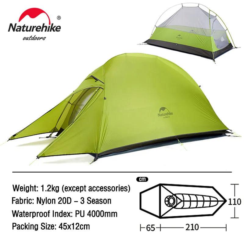 Naturehike Cloud Up 1 2 3 People Tent Ultralight 20D Camping Tent Waterproof Outdoor Hiking Travel Tent Backpacking Cycling Tent - Nex Fisher Hub