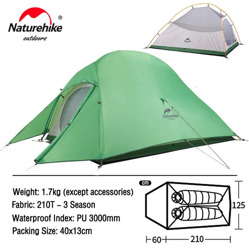 Naturehike Cloud Up 1 2 3 People Tent Ultralight 20D Camping Tent Waterproof Outdoor Hiking Travel Tent Backpacking Cycling Tent - Nex Fisher Hub