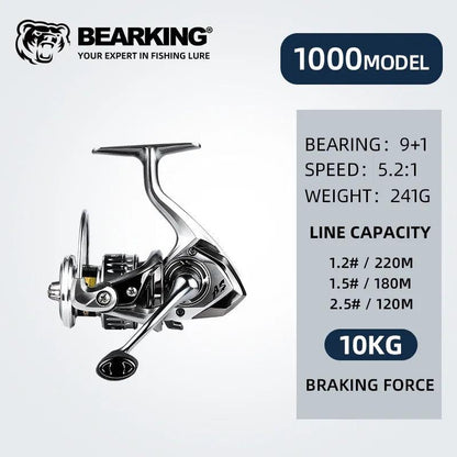 BEARKING brand New arrival Saltwater Fishing Reel Spinning 1000-6000 9+1BB 5.2:1 Max Drag 10-20KG Water-Proof Reels - Nex Fisher Hub