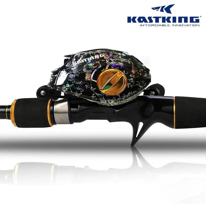 KastKing baitcast fishing reel with alloy body and EVA grip.