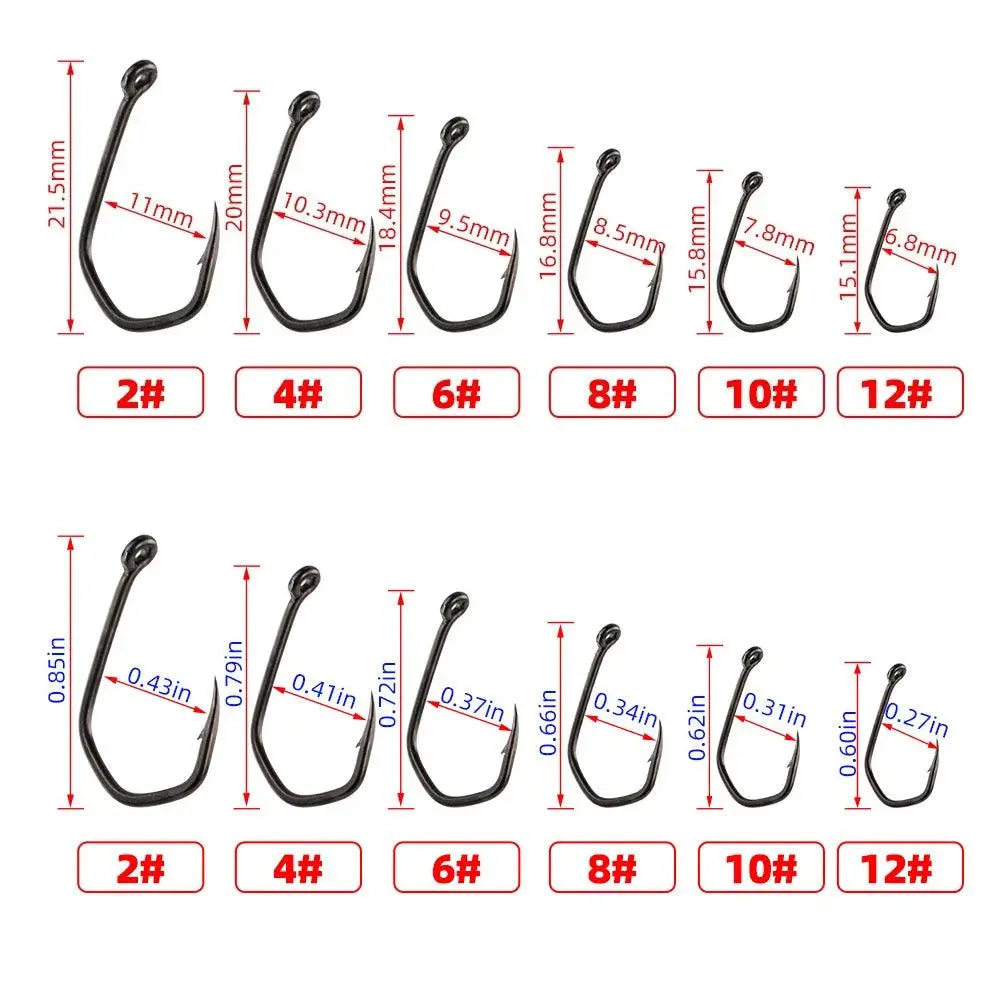 carp fishing hooks size 6 Hirisi 50pcs Carp Fishing Coating High Eyed Fish Hooks 8019