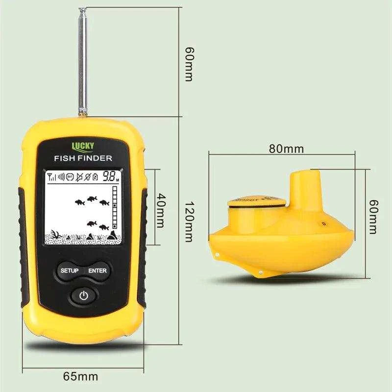 LUCKY FFW1108-1 Portable Fish Finder 400ft (120m) Wireless Working Range 2 Inch Black & White Screen Wireless Echo Sounder - Nex Fisher Hub