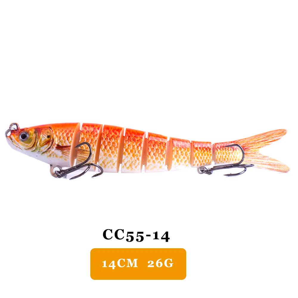 AYWFISH Multi Jointed Swimbait CC55-14, 14cm, 26g, realistic orange design with multi-jointed body for lifelike swimming action.