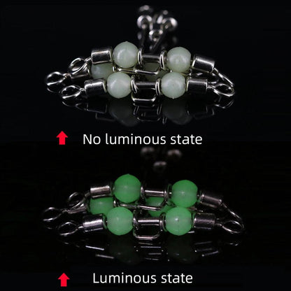 DNDYUJU 10pcs 3way Luminous T-shape Cross-Line Rolling Swivel With Pearl Beads Connector