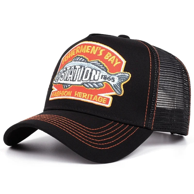 Unisex Summer Fishing Cap Breathable Mesh Trucker Hat Men Women Big Fish Fisherman Sports Snapback Hat Outdoor Cap