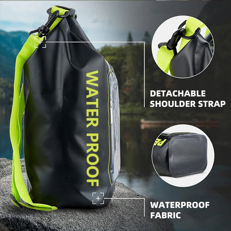 Waterproof Dry Bag With Transparent Phone Pocket - 5L Capacity for Swimming & Kayaking