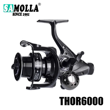 SAMOLLA Max Double Drag Carp Reel: Heavy-Duty Spinning Reel Max Drag 27kg - 12+1BB