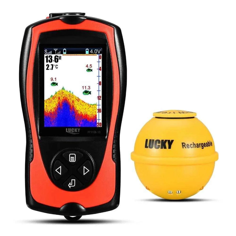 Lucky Sonar Fish Finder FF1108-1CWLA Rechargeable Wireless Sensor 45M Water Depth Echo Sounder Fishing Portable Fish Finder - Nex Fisher Hub