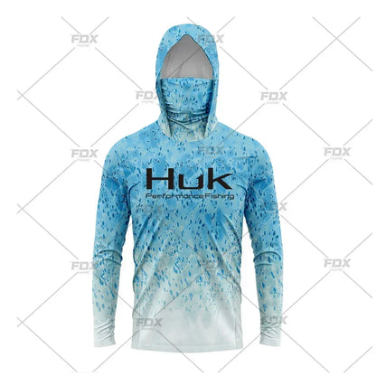 Huk Custom Men's Hooded Shirt: Ultimate Sun Protection for Anglers UPF 50+