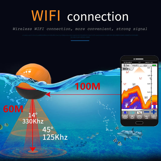 Erchang F68 WIFI Fish Finder: Wireless Sonar for Lake & Sea Fishing (iOS and Android Compatible)