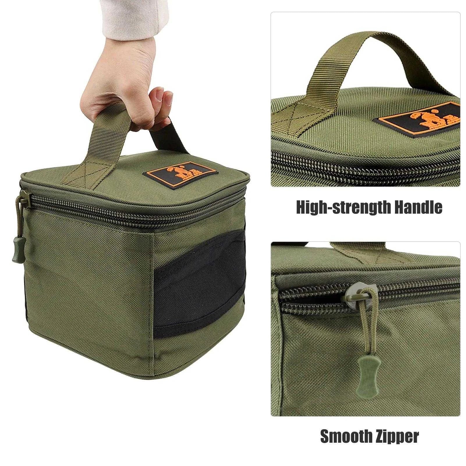 Reel Lure Carrying Case, high-density oxford fabric, ergonomic handle, smooth zipper, suitable for 500-10000 series fishing reels.