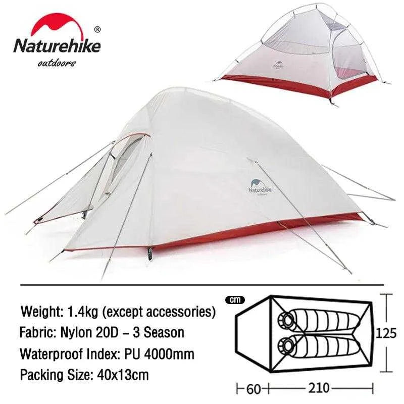 Naturehike Cloud Up 1 2 3 People Tent Ultralight 20D Camping Tent Waterproof Outdoor Hiking Travel Tent Backpacking Cycling Tent - Nex Fisher Hub