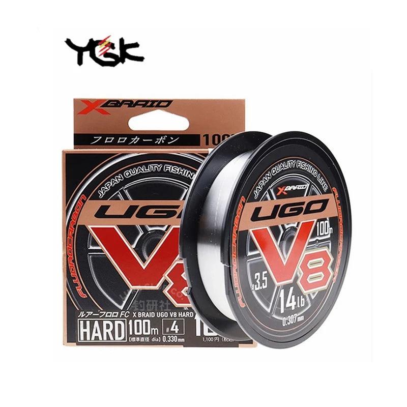 Original YGK X BRAID UGO V8 HARD 100% FLUROCARBON Fishing Line 100M #1-#5 4LB-20LB Super strength Japan QUALITY  fishing lines - Nex Fisher Hub