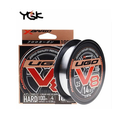 Original YGK X BRAID UGO V8 HARD 100% FLUROCARBON Fishing Line 100M #1-#5 4LB-20LB Super strength Japan QUALITY  fishing lines - Nex Fisher Hub