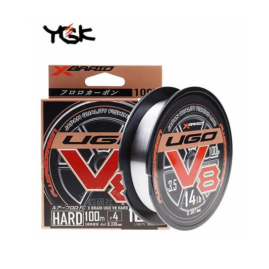 Original YGK X BRAID UGO V8 100% Fluorocarbon Fishing Line, 100m, 4LB-20LB, Japan Quality