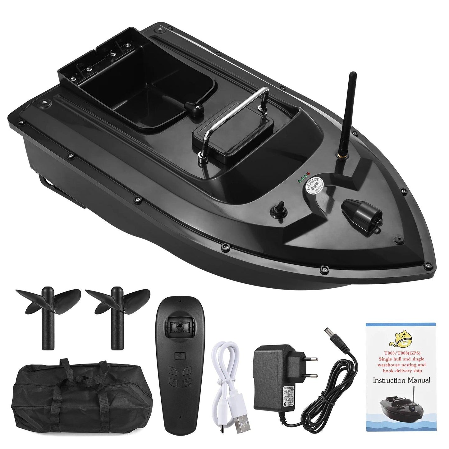 GPS Fixed Speed Cruise Remote Control Fishing Finder Boat  with Single Bait Containers Automatic Bait Boat with Remote Control - Nex Fisher Hub