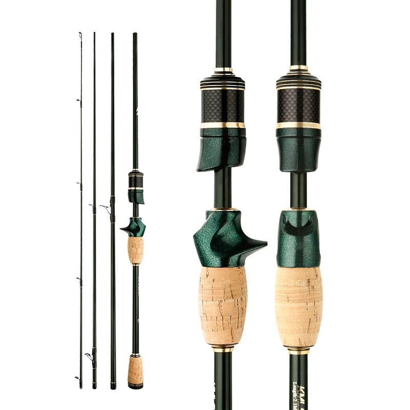 CEMREO Fishing Rod Spinning Casting Carbon 4-5 Sections 1.8m/2.1m/2.4m Portable Travel Rod Nex Fisher Hub