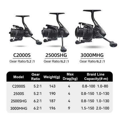 Kingdom Tegmen 5.2:1 6.2:1 143g Spinning Fishing Reels High Speed Gear Ratio Light Carbon Fiber Body Drag 10+1 Bearing Quantity Nex Fisher Hub