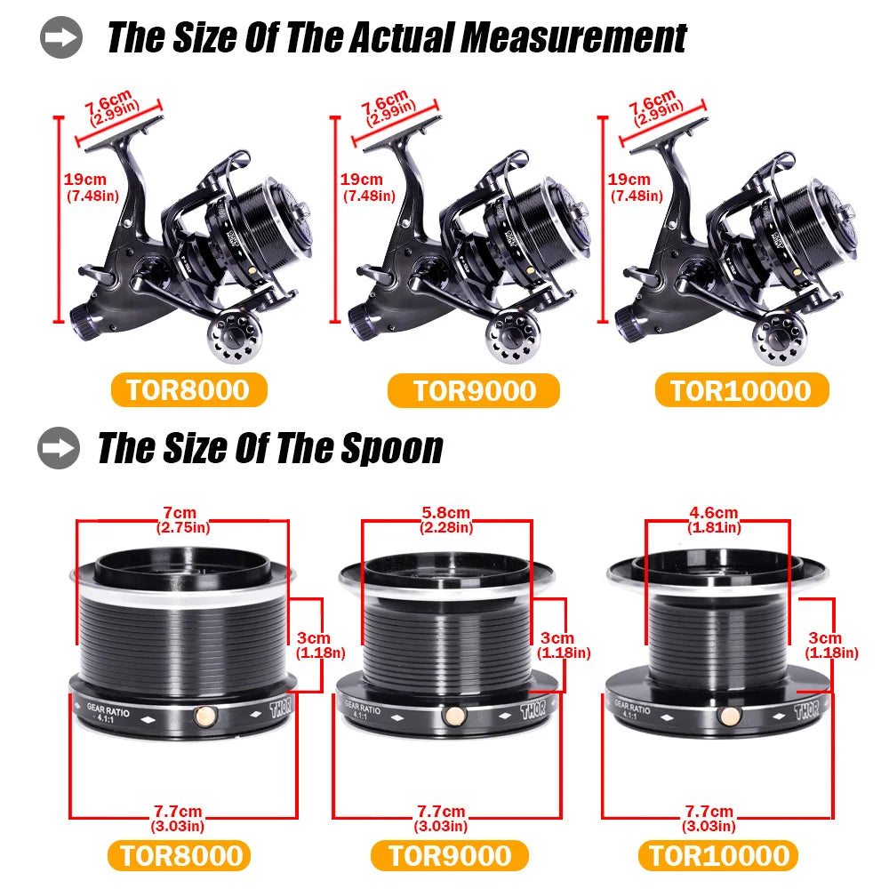 SAMOLLA Max Double Drag Carp Reel: Heavy-Duty Spinning Reel Max Drag 27kg - 12+1BB