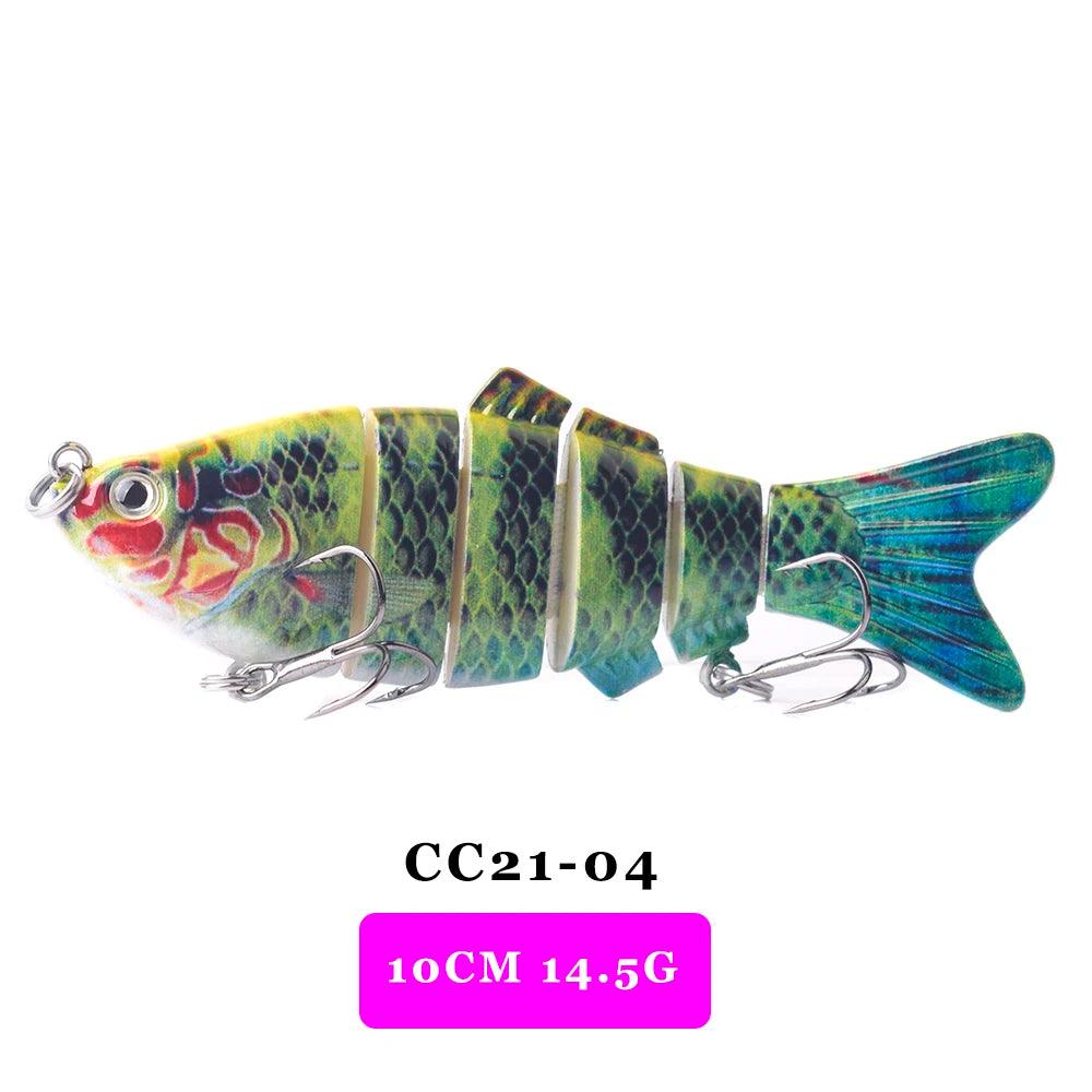 AYWFISH Multi Jointed Swimbait with lifelike action, 10cm size, 14.5g weight, realistic fish design for effective fishing.