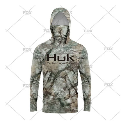 Huk Custom Men's Hooded Shirt: Ultimate Sun Protection for Anglers UPF 50+