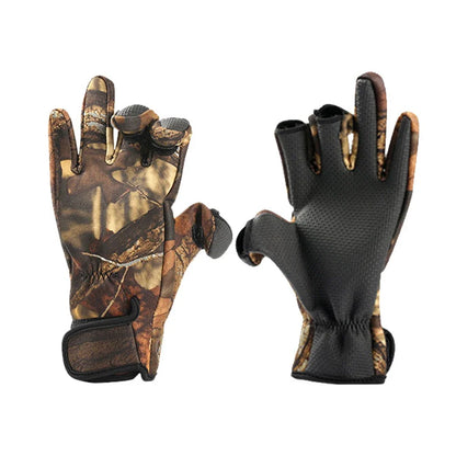 Winter Fishing Gloves Waterproof with 3 Fingerless Camouflage Anti-Slip For Fishing