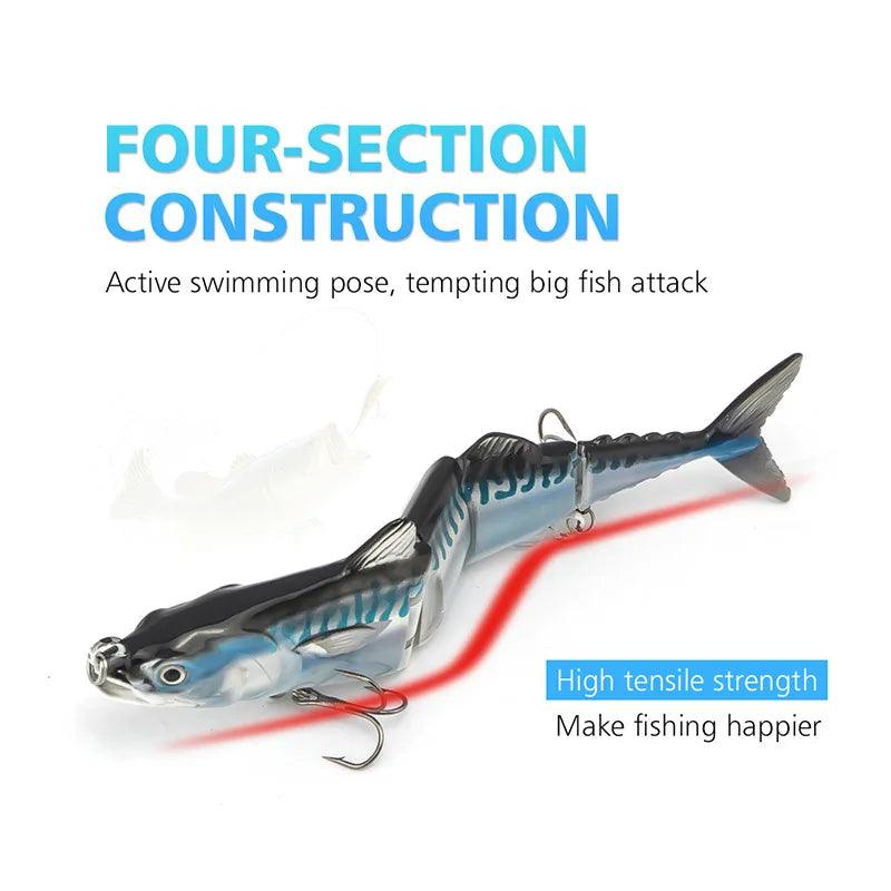 15cm 31g Sinking Wobblers Hard Jointed Bass Artificial Bait 4 Section Tuna Fishing Lures Swimbait